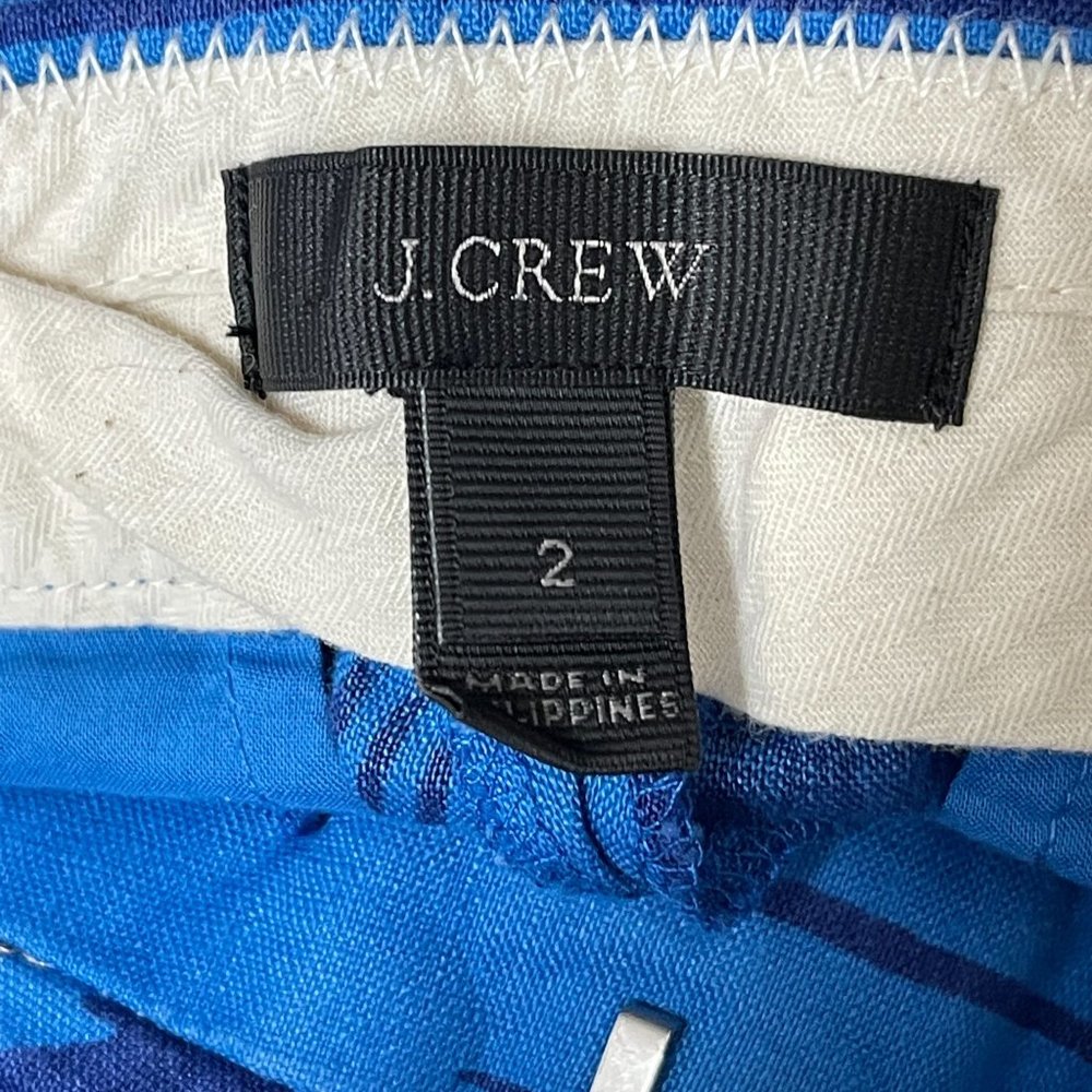 J. Crew Linen Patio Cropped Pant In Palm Blue Size 2 View 4